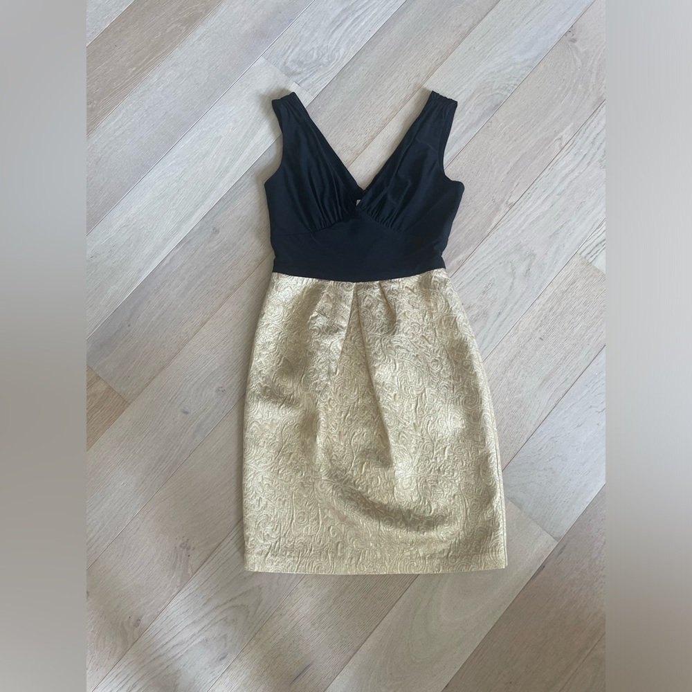 New with tag Max & Cleo black and gold cocktail dress.